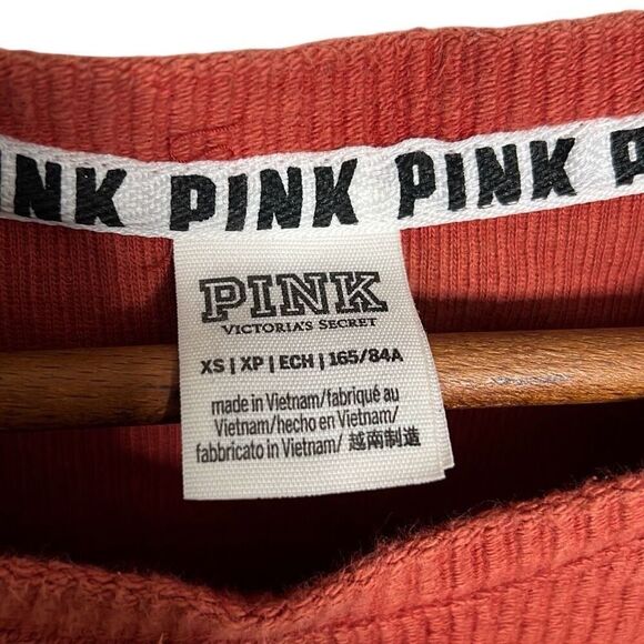 Victoria's Secret PINK Ribbed Washed Campus Oversized Crew Neck Pullover Rust XS - Picture 6 of 9